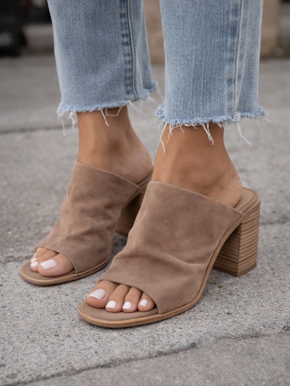 Steve Madden Taupe Suede Slip-On Mules